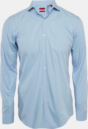HUGO BOSS Blue Cotton Full Sleeve Slim Fit Shirt