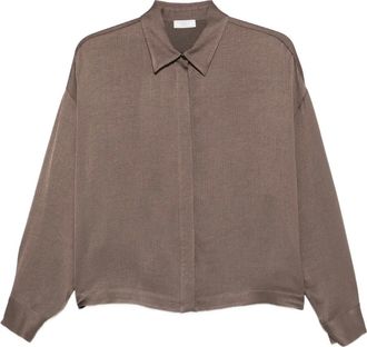 PESERICO textured shirt - women - Acetate/Viscose - 42 - Brown