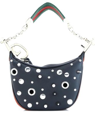 Gucci Attache Grommet Embellished Leather Mini shoulder bag - Zwart