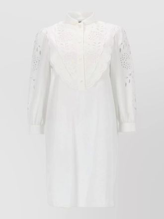 Valentino dress long sleeves cuffed cuffs scalloped hem