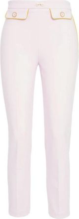 Elisabetta Franchi Rose Crepe Broek met Piping - Dames - Slim Fit Broeken - Roze - XL - Broeken