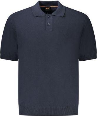 HUGO BOSS Mens Knitted Polo Shirt Short Sleeves - Dark Blue Cotton - Size 2XL