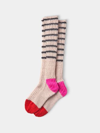 La Fetiche Womens Lyle Hand-Knitted Lambswool Fisherman Socks Size: M