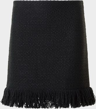 Akris Boucle Tweed Fringed Mini Skirt