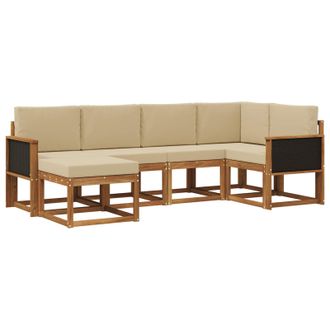 vidaXL Conjunto De Sof&aacute;s De Exterior 6 Pcs Natural Y Beige Vidaxl
