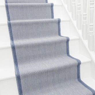 Runrug Stair Runner Carpet - Reversible & Durable, 2mm - Illusion in Blue | Size: 60 cm x 660 cm