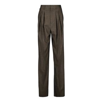 Saint Laurent Wide Trousers, female, Brown, L, Brown Chevron Wide Leg Trousers