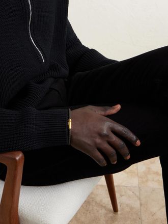 Tom Ford Woven Leather and Gold-Tone Bracelet