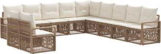 vidaXL Conjunto De Sof&aacute;s De Jard&iacute;n 11 Uds. Beige Rat&aacute;n Sint&eacute;tico Vidaxl