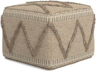 Simpli Home Sweeney Boho Square Pouf