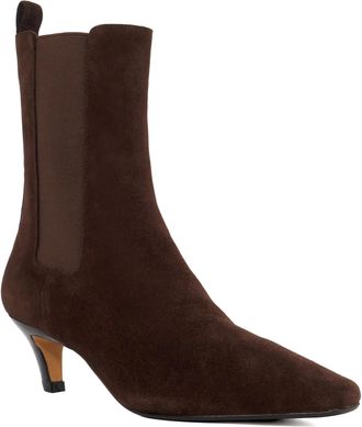 Dune London Womens Ladies Odele - Chiselled Toe Kitten Heel Chelsea Ankle Boots - Brown Leather - Size UK 5