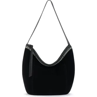The Sak Sequoia Hobo Leather Bag in Black Suede Blkt Stch at Nordstrom