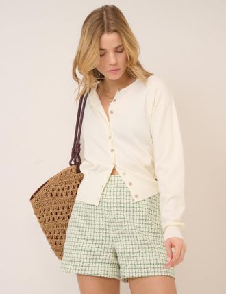 Nobody's Child Green Check Boucle Tailored Shorts