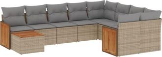 vidaXL Juego De Sof&aacute;s Jard&iacute;n Con Cojines Beige 10 Pzas Rat&aacute;n Sint&eacute;tico Vidaxl