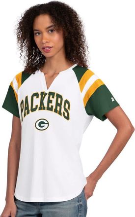 Starter Womens Starter White Green Bay Packers Game On Notch Neck T-Shirt at Nordstrom, Size Small