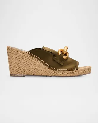 Pedro Garcia 85mm Oliveta Moore Moc Satin Wedge Espadrilles