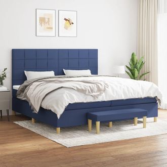 vidaXL Vidaxl - Cama Box Spring Con Colch&oacute;n Tela Azul 200x200 Cm