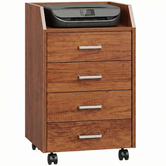 Vinsetto Vinsetto Cajonera De Escritorio Con Ruedas, Cajonera De Oficina Con 4 Cajones, Archivador M&oacute;vil Para Estudio, Sal&oacute;n, 40x36x65 Cm, Marr&oacute;n