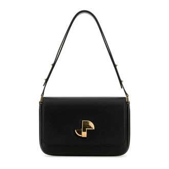 Patou Classic Lock Shoulder Bag in Black Leather - female - Patou - Shoulder Bags - Black - ONE SIZE - Bags