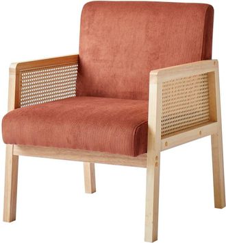 Nordlys Sillón en madera y ratán terracota