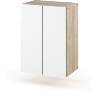 OEM Mueble De Ba&ntilde;o Montado En La Pared, Roble Sonoma, Poste De Ba&ntilde;o Blanco Para Ba&ntilde;o