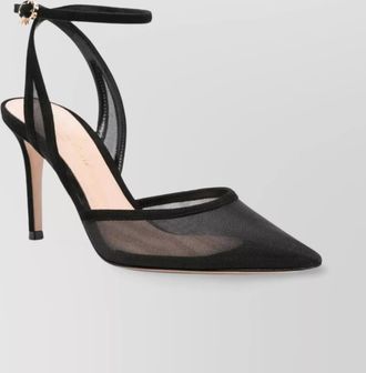 Gianvito Rossi suede mesh pointed toe pumps t.085