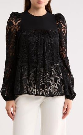 Longchamp Lace Long Sleeve Top in Black at Nordstrom Rack, Size 6 Us / 38 Fr