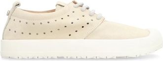Volta Schoenen, unisex, Beige, 37 EU, Leer, Suede Sneakers met Rubberen Neus