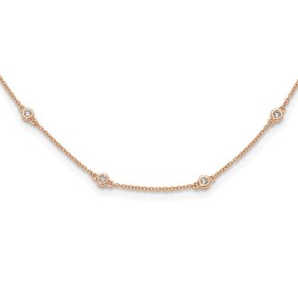 Diamond2Deal 14k Rose Gold 3/8 Ct Lab Grown Diamond Sixteen Station Necklace 16 Clarity VS, Color D-E