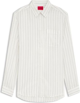 HUGO BOSS Oversized-fit shirt in striped canvas