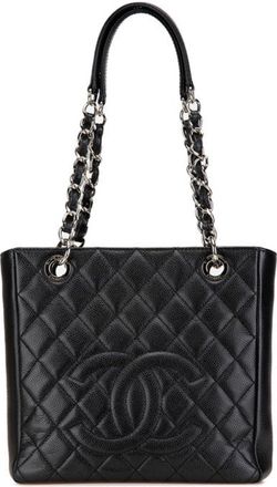 Chanel Black Grained Calfskin Shoulder Bag Tote Bag (Pre-Owned)