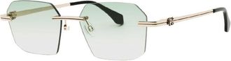 Palm Angels Sunglasses Geometric Rimless, Gold Frame And Green Gradient Lens Peri10Gquartz7654