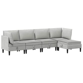 vidaXL Juego De Muebles De Sal&oacute;n 5 Uds. Gris Claro Tela Vidaxl