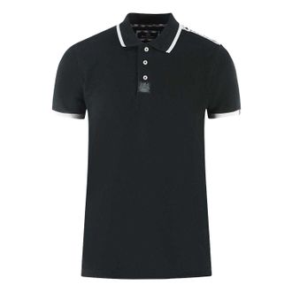 Aquascutum Heren Poloshirt met Getipte Schouder (Zwart)