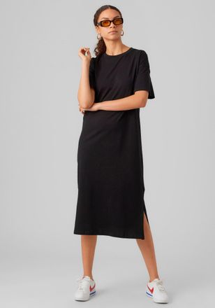 Vero Moda Shirtkleid VERO MODA VMMOLLY SS OVERSIZE CALF DRESS NOOS, Damen, Gr. XS, N-Gr, schwarz, Single Jersey, Obermaterial: 100% Baumwolle, unifarben, regula
