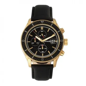 Breed Breed Maverick Chronograph Leather-Band Watch w/Date in Gold/black at Nordstrom