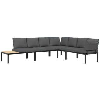 vidaXL Set De Sof&aacute;s De Jard&iacute;n Con Cojines 4 Piezas Aluminio Negro Vidaxl