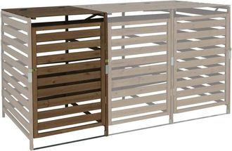 Hhg Hhg - Nunca Usado] Extensi&oacute;n De Tapa De Cubo De Basura Xl 1pc/2pc 714, Caja De Cubo De Basura, 114x67x97cm Madera Maciza, Marr&oacute;n Oscuro