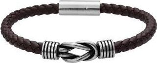 Geoffrey Beene Mens Stainless Steel Knot Leather Bracelet in Brown at Nordstrom Rack