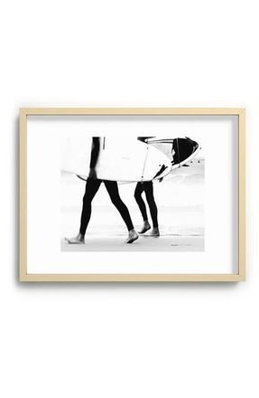 Deny Designs Ingrid Beddoes - Catch a Wave Framed Art Print in Black-White at Nordstrom, Size 18X24