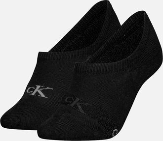 Calvin Klein Womens Calvin Klein 2 Pack Womens Invisible Socks Black - Size: 4.5/5/2/2.5/3/3.5/4