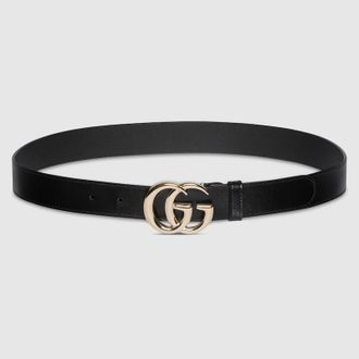 Gucci GG Marmont Thin Belt, Black, Leather