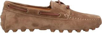 Tod's Bruine leren sandalen met monogramafdruk - Heren - Loafers - Bruin - 42 1/2 EU - Leer - Schoenen