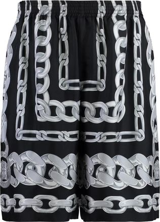 Versace Zijden Medusa Chain Print Shorts - Heren - Korte Broeken - Zwart - M - Korte Broeken
