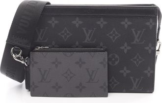 Louis Vuitton Black Gray Coated Canvas Pvc Shoulder Bag (Pre-Owned)