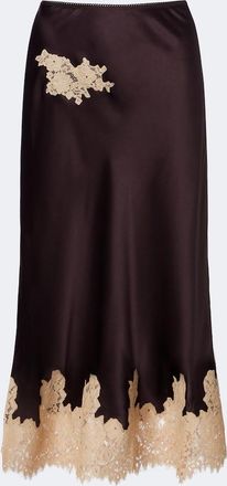 D&ocirc;en D&ocirc;en Elowen lace-trimmed silk satin midi skirt