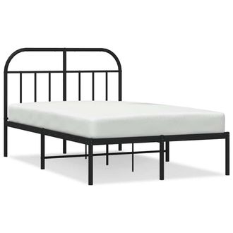 Berkfield Home Metal Bed Frame with Headboard Black 120x200 cm | Size: Small Double