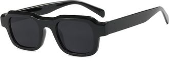 Generic Vintage Square Small Frame Sunglasses Men And Womens Outdoor Commuter Beach Vacation Sun Glasses(Black)