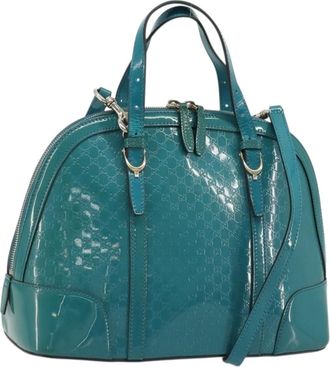 Gucci Nice Top Handle Microguccissima Patent Turquoise Patent_Leather Handbag (Pre-Owned)