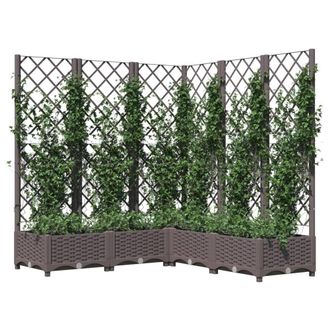 Berkfield Home Garden Planter with Trellis Brown 120x120x121.5 cm PP